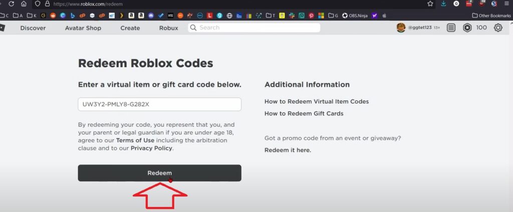 redeem virtual item roblox